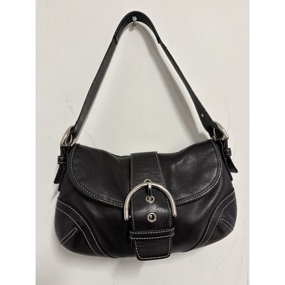 Y2K Coach HO50-9247 Small Vintage Black Soho Leather Shoulder Bag 90’s Silver - Picture 2 of 16